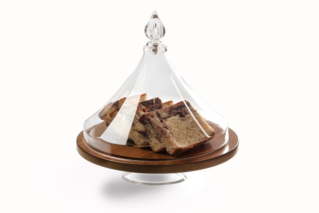 Vague Round Wooden Cake Set Pearl with Acrylic Cover 30 cm