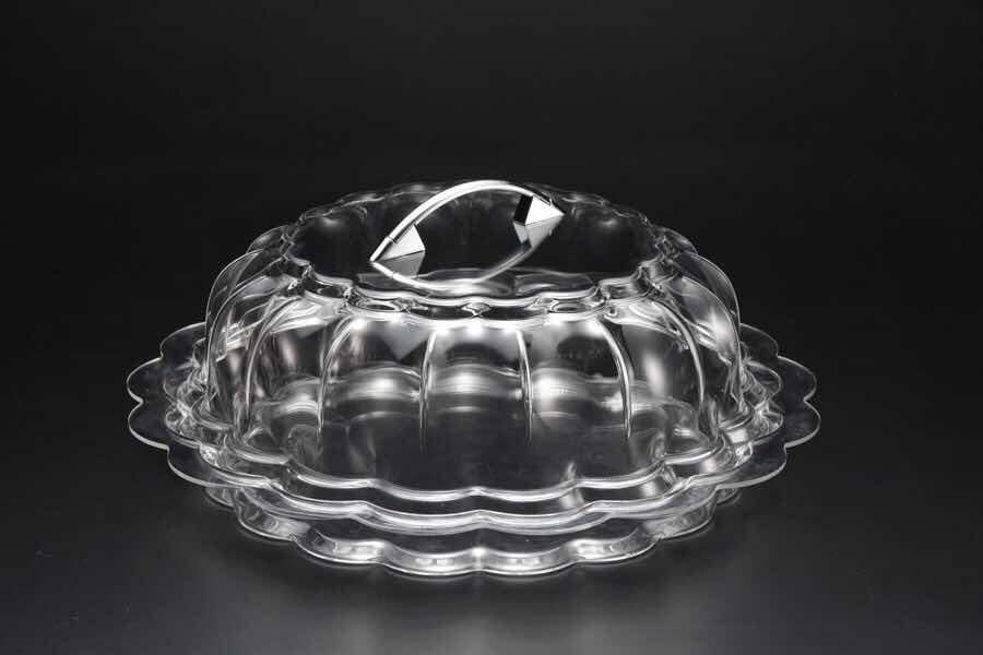 Vague Acrylic Cake Serving Platter Set 41 cm Clear