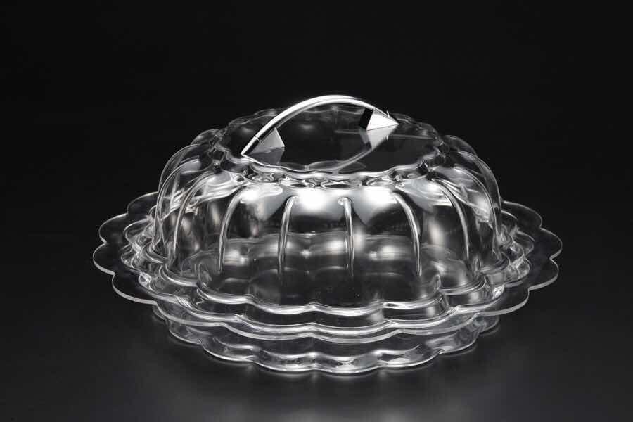 Vague Acrylic Cake Serving Platter Set 36 cm Clear