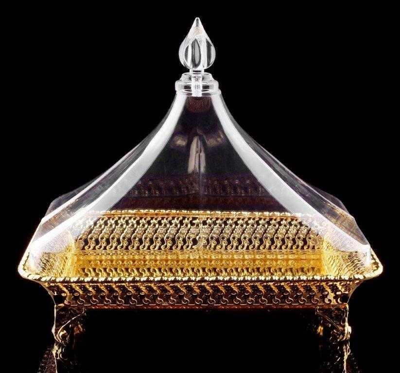 Vague Golden Rectangular Diamond Steel Cake Server 32.5 cm