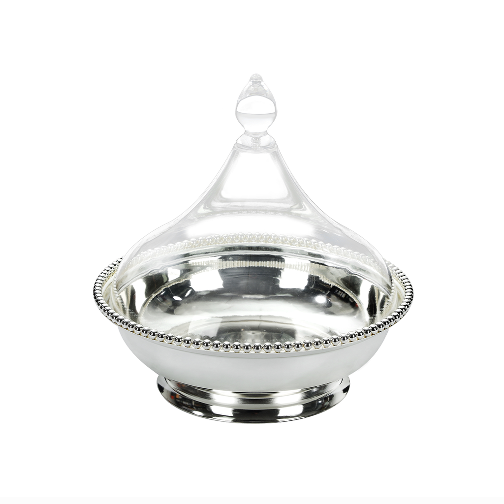 Vague Silver Steel Dates Bowl Set 19.5 cm
