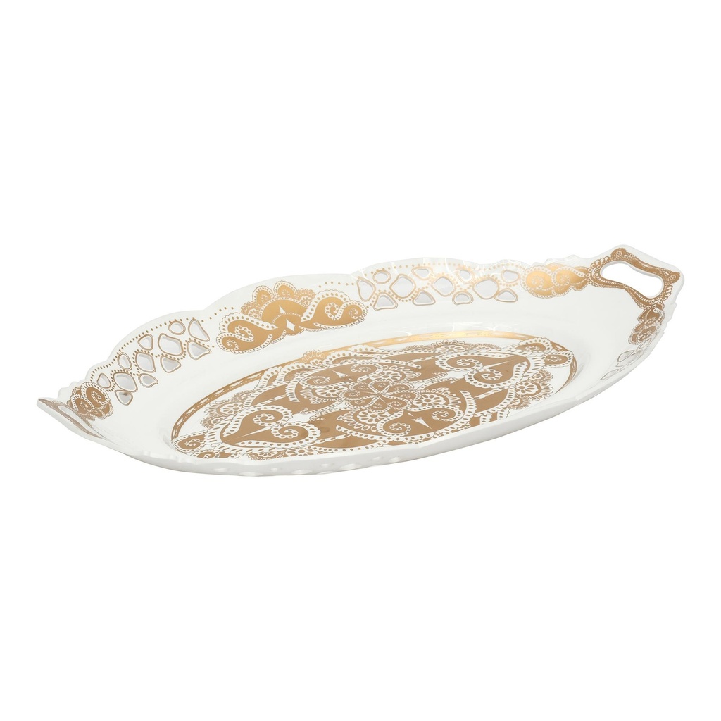 Vague Acrylic Tray White & Gold 4 cm x cm