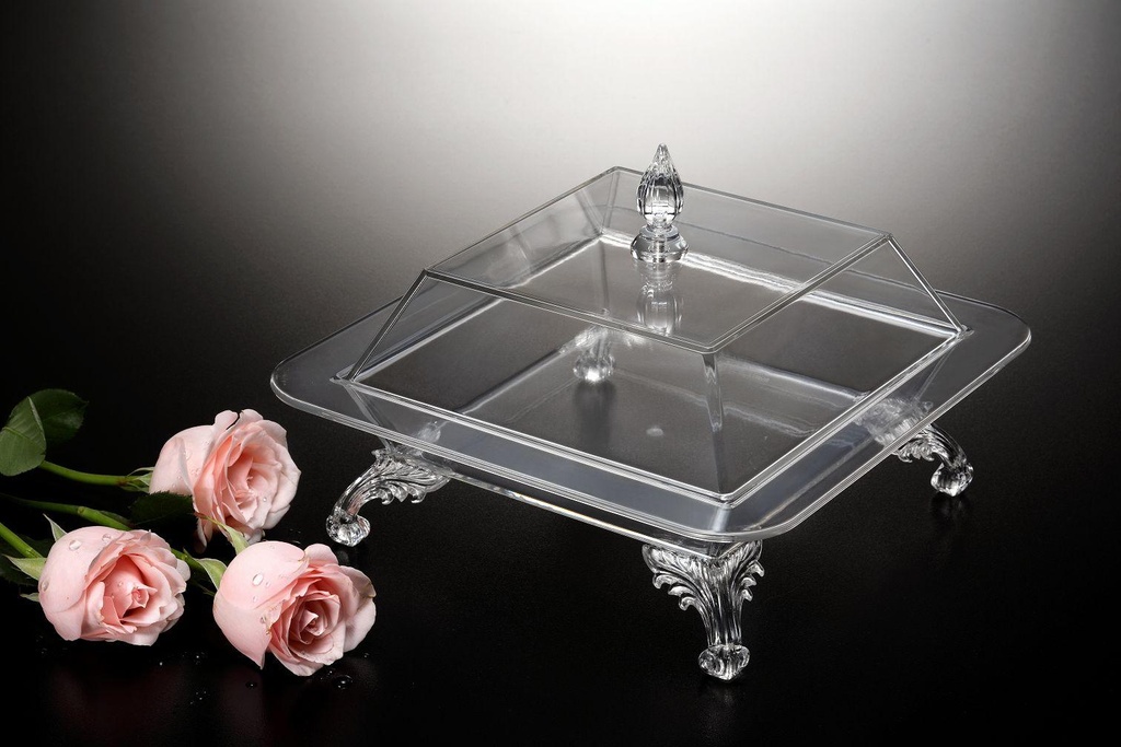Vague Acrylic Footed Square Server Clear 36 cm