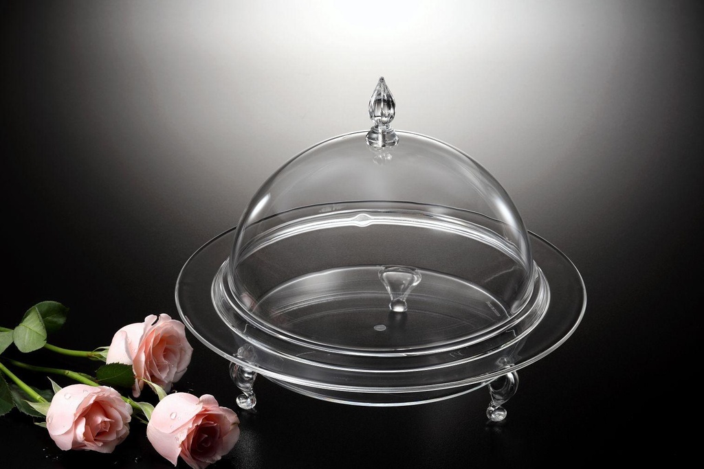 Vague Acrylic Footed Round Server Clear 36 cm