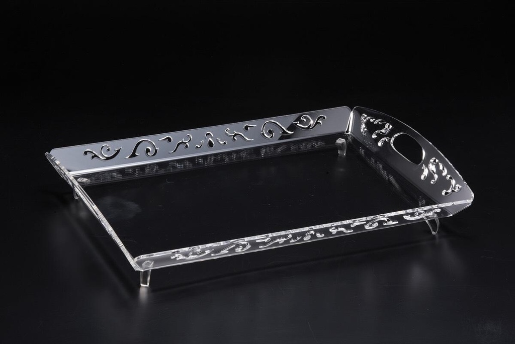 صينية ليزر أكريليك شفافة بقاعدة 56.5 سم