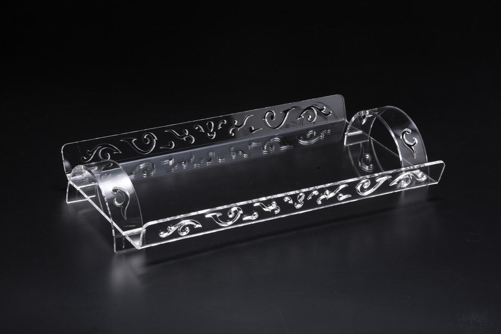 صينية ليزر أكريليك شفافة بقاعدة مقاس 28.3 سم