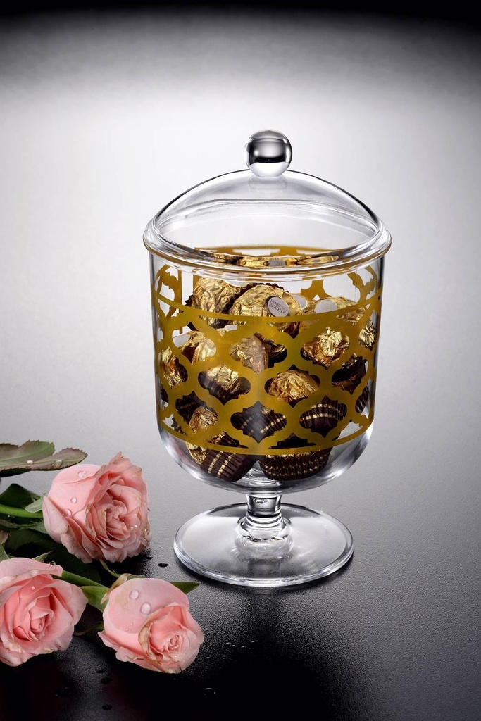 Vague Acrylic Round Candy Box Large Gold