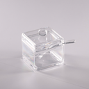 Vague Square Acrylic Serving Suger Pot with Spoon