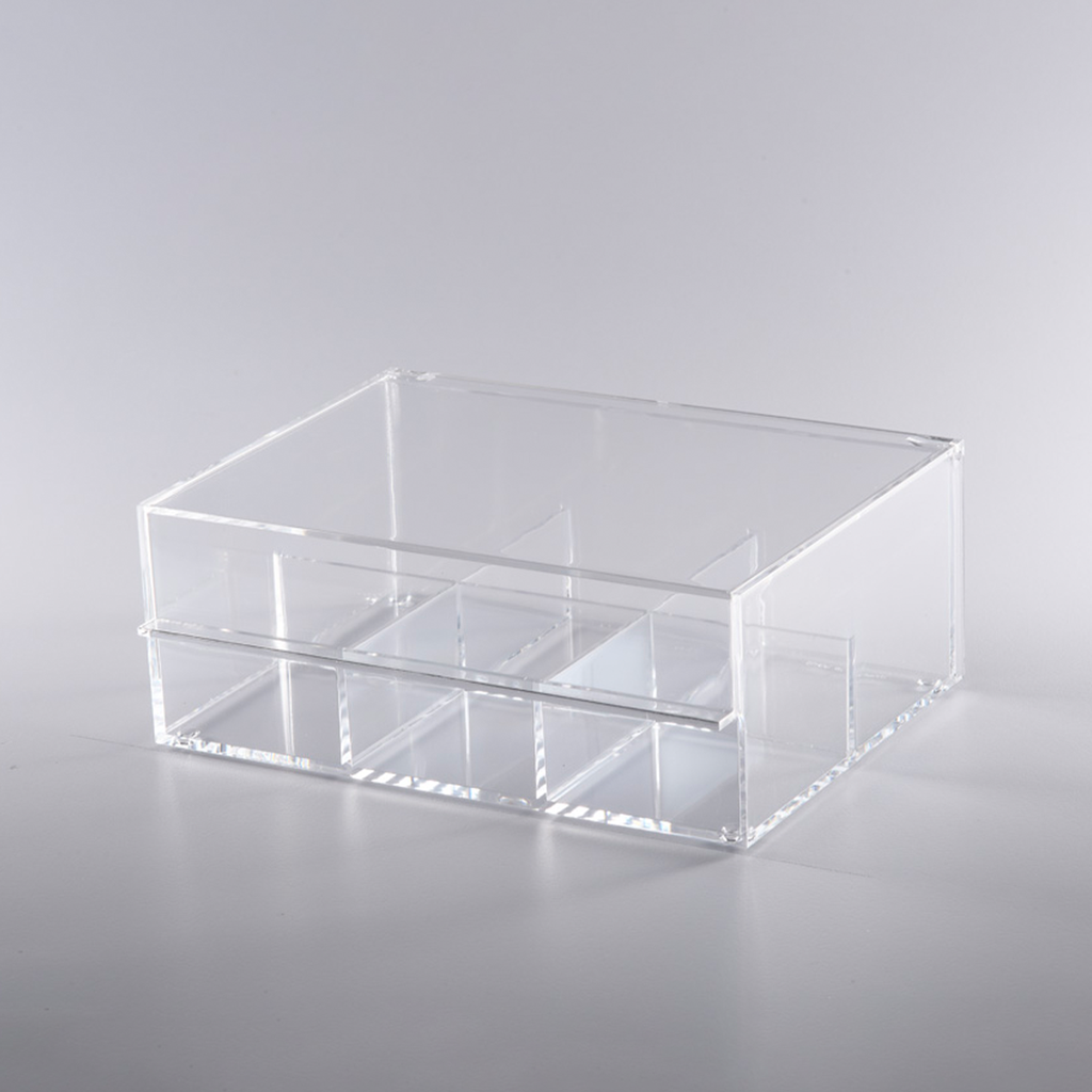 Vague Acrylic 3 Compartments Serving Tea Box