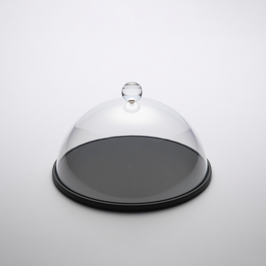 Vague Round Wooden Serving Platter with Acrylic Cover Set 26 cm