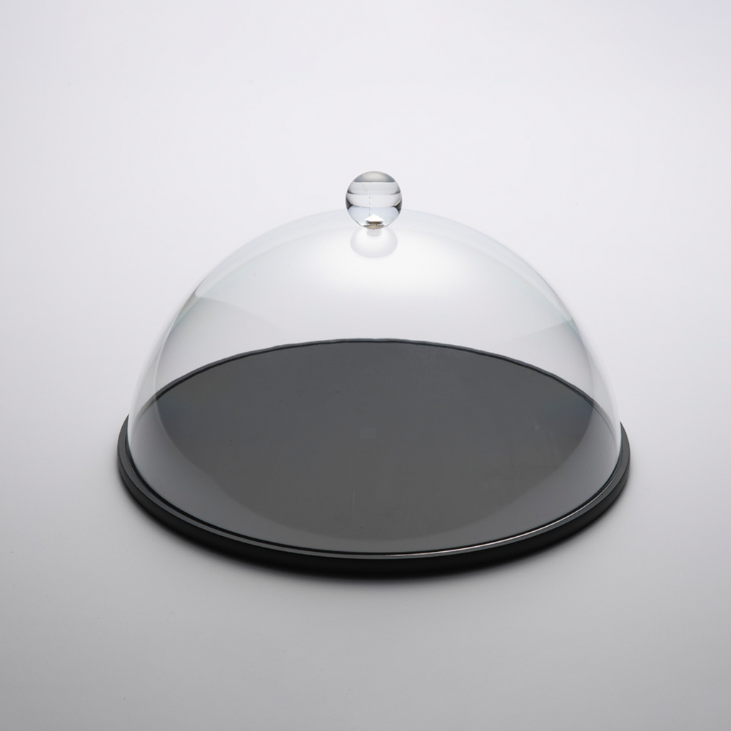 طقم طبق تقديم خشبي دائري مع غطاء أكريليك مقاس 31 سم