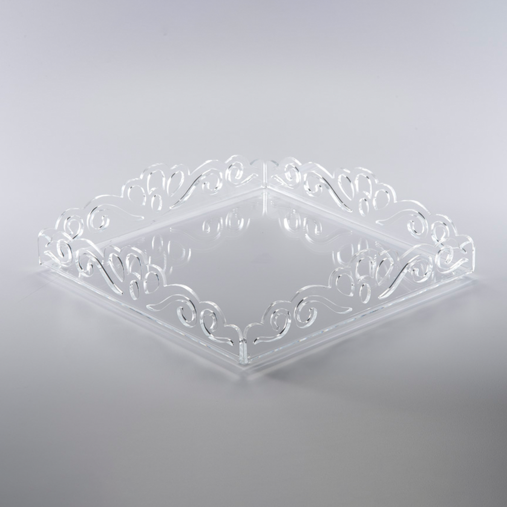 Vague Acrylic Square Laser Tray 35 cm x 7.5 cm Transparent