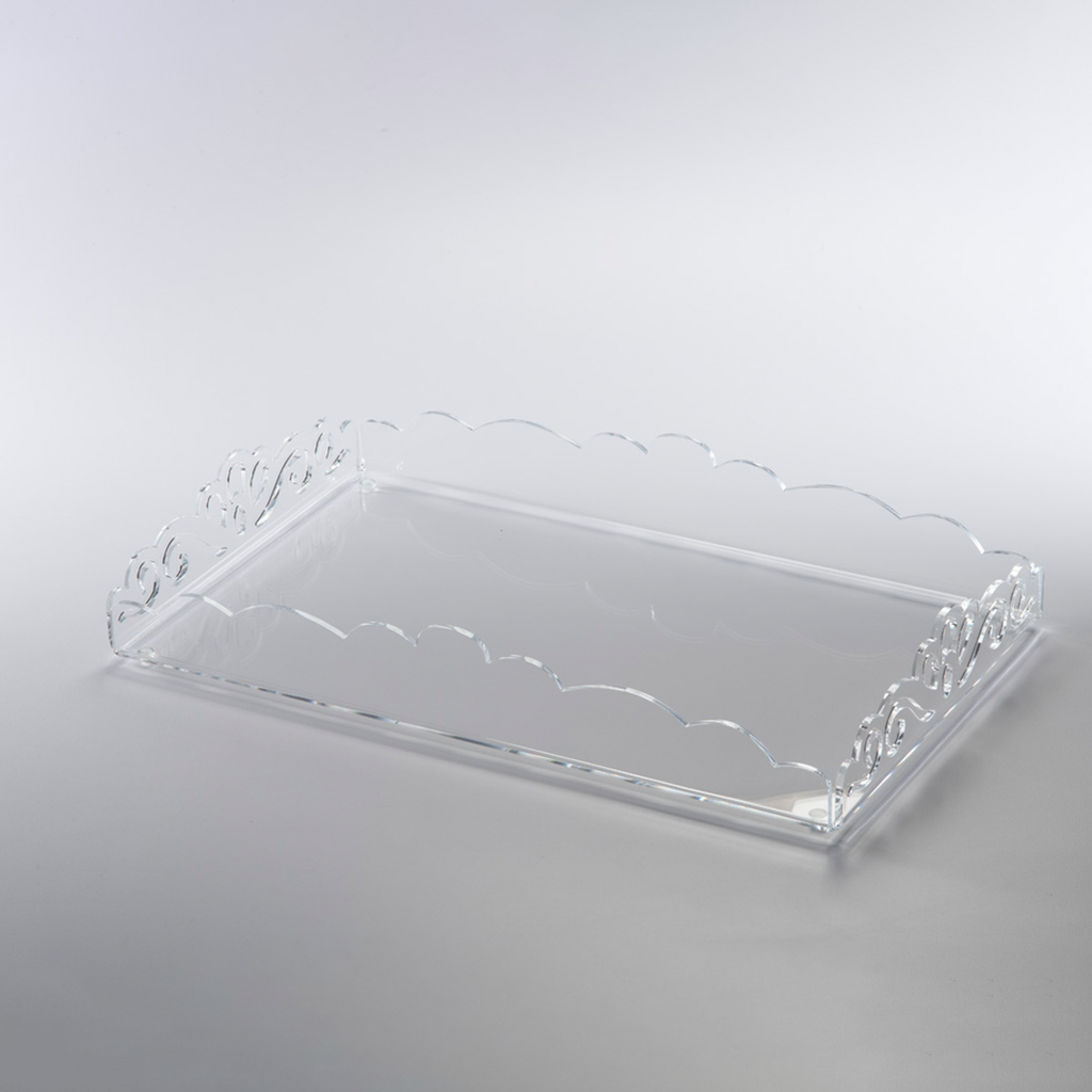 Vague Acrylic Rectangular Laser Tray 30 cm x 50 cm Transparent