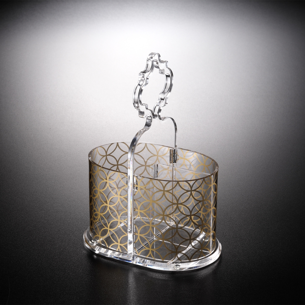 Vague Acrylic Cutlery holder L Gold Print 18 cm x 12 cm