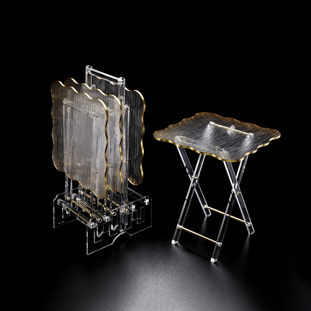 Vague Acrylic 4 Tables with Stand Set - Golder Border