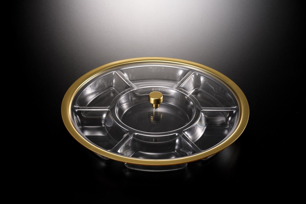 Vague Vague Acrylic Serving Tray with 7 Compartment Golden Border