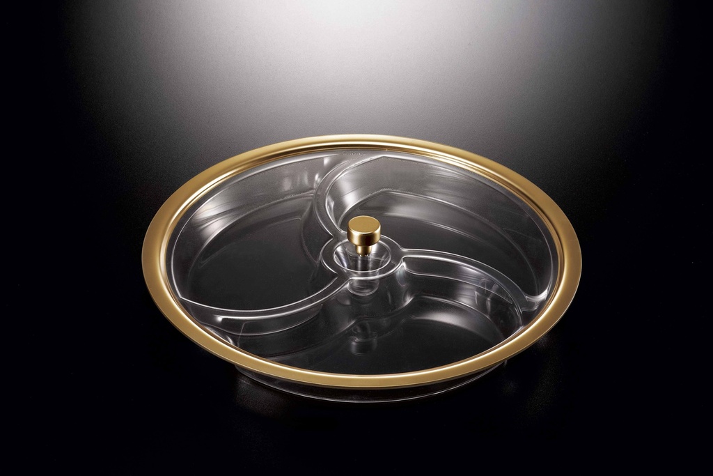Vague Acrylic Serving Tray with 4 comp Golden Border
