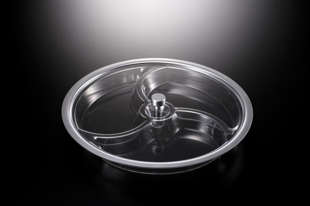Vague Acrylic Serving Tray with 4 comp Silver Border
