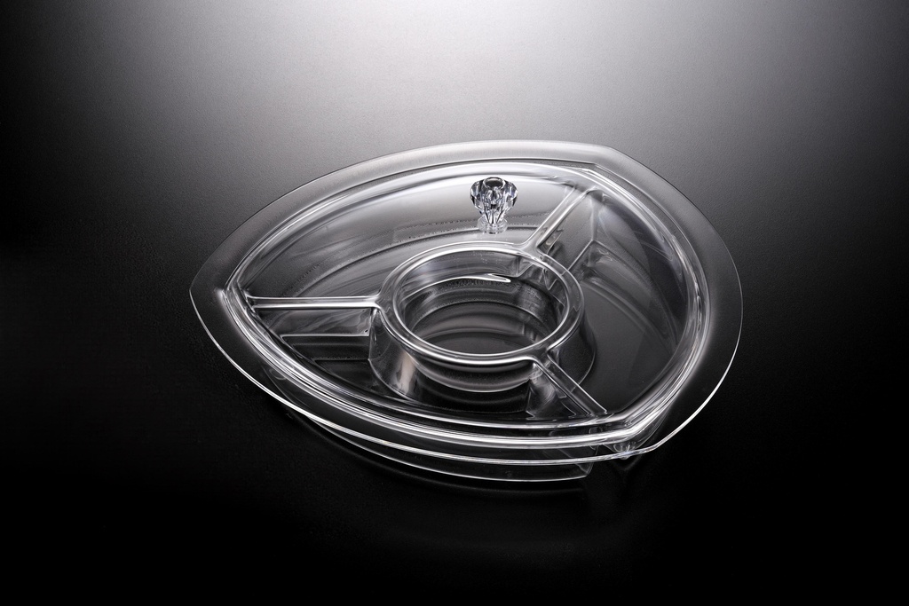 طقم تقديم مثلث الشكل من الأكريليك مع فواصل