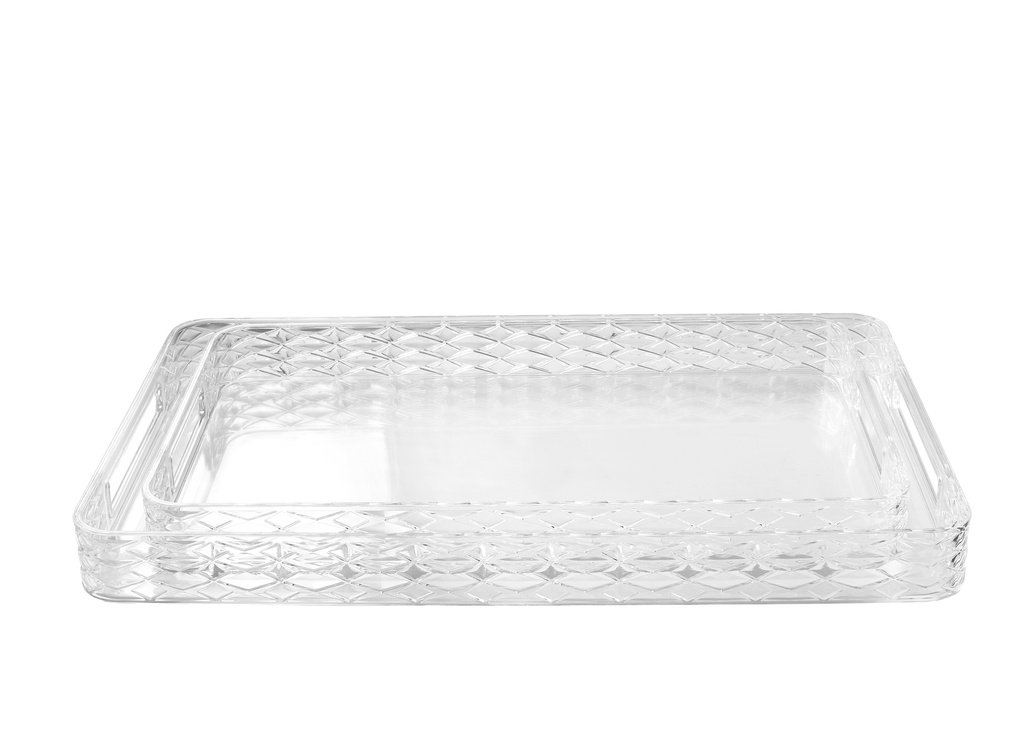 Vague Acrylic Transparent 2 Pieces Rectangular Tray Set 47.5 cm x 29 cm and 54.5 cm x 34 cm Tog Design