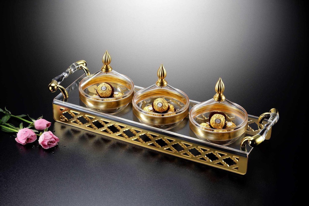 Vague Laser Tray with Canisters Clear 52.5 cm