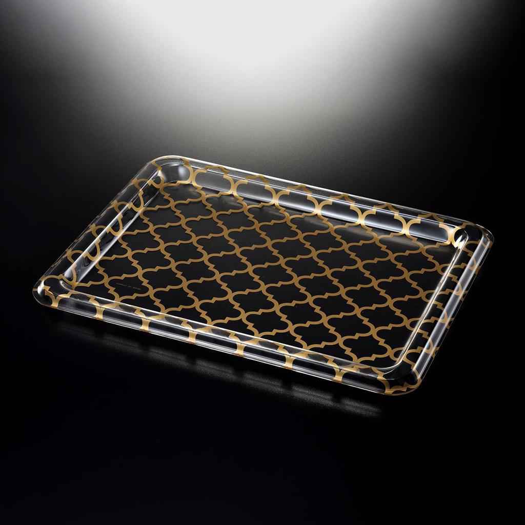 Vague Acrylic Traditional Tray Clear with Gold 55 cm