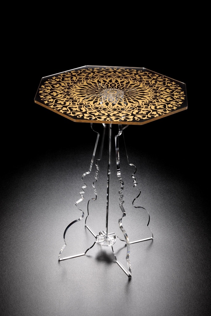 Vague Heavy Octagon Golden Acrylic Coffee Table