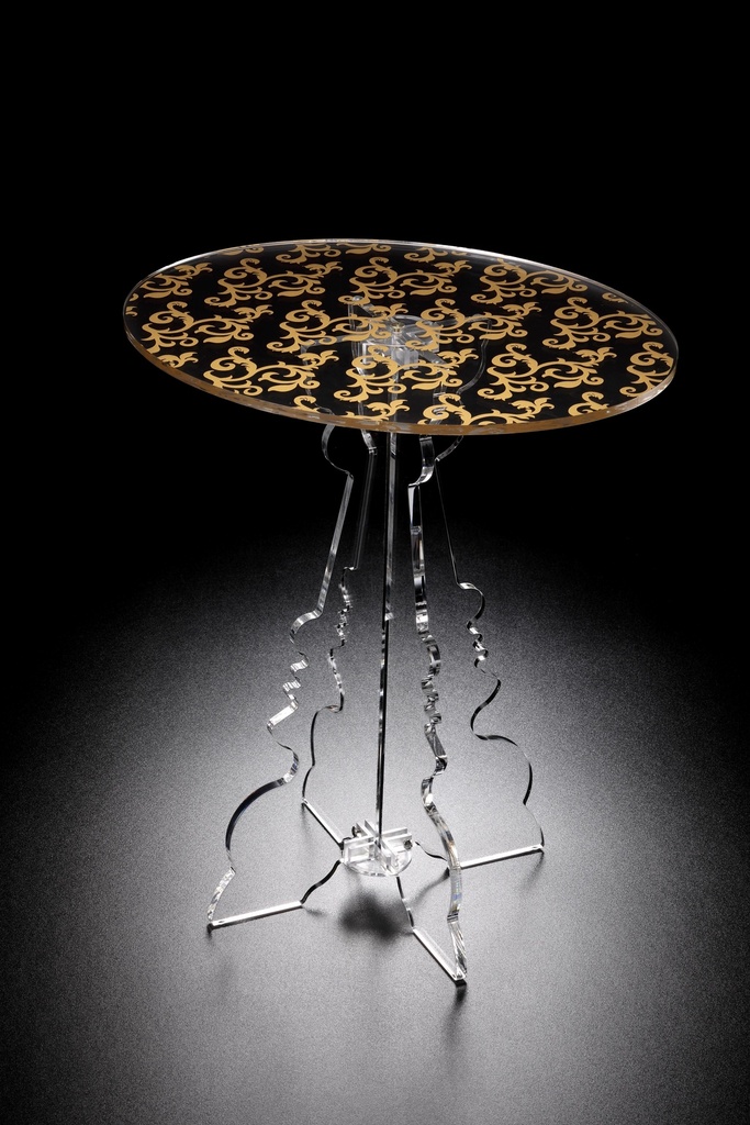 Vague Heavy Oval Golden Acrylic Coffee Table