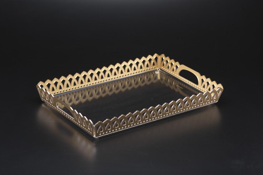 Vague Acrylic Castle Tray Medium Gold