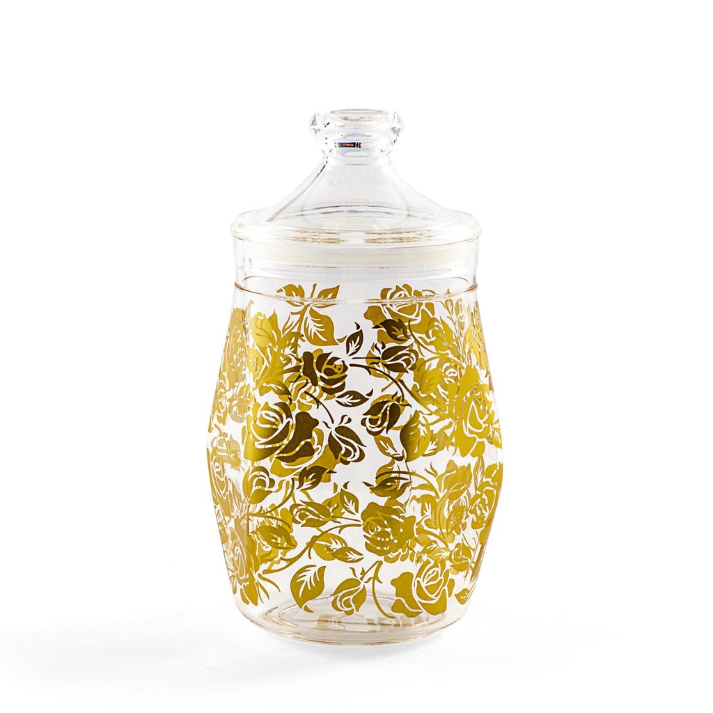 Vague Acrylic Diamond S Jar with Gold Rose