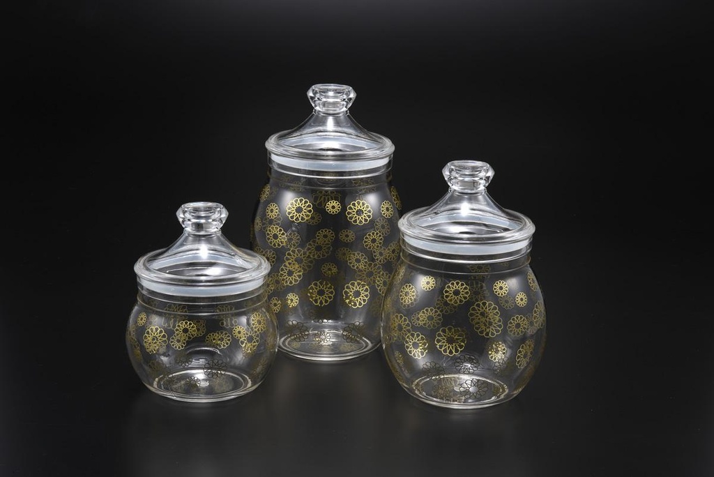 Vague Acrylic Belly Round Jar with Gold Rose Large