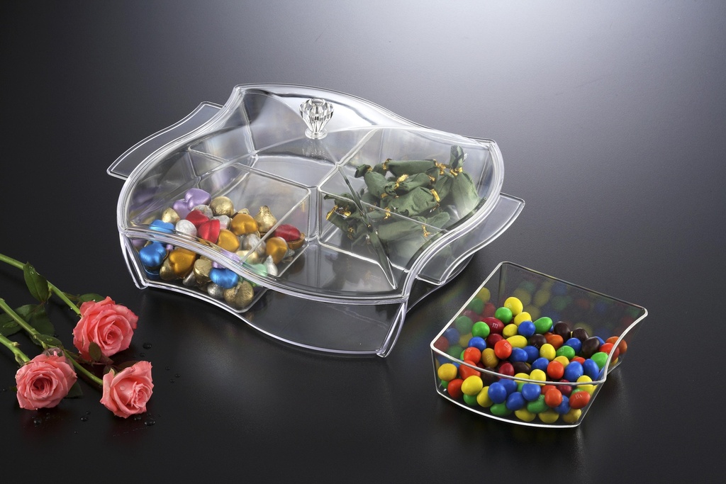 Vague Acrylic 4 Compartment Candy Serving Set 35 cm