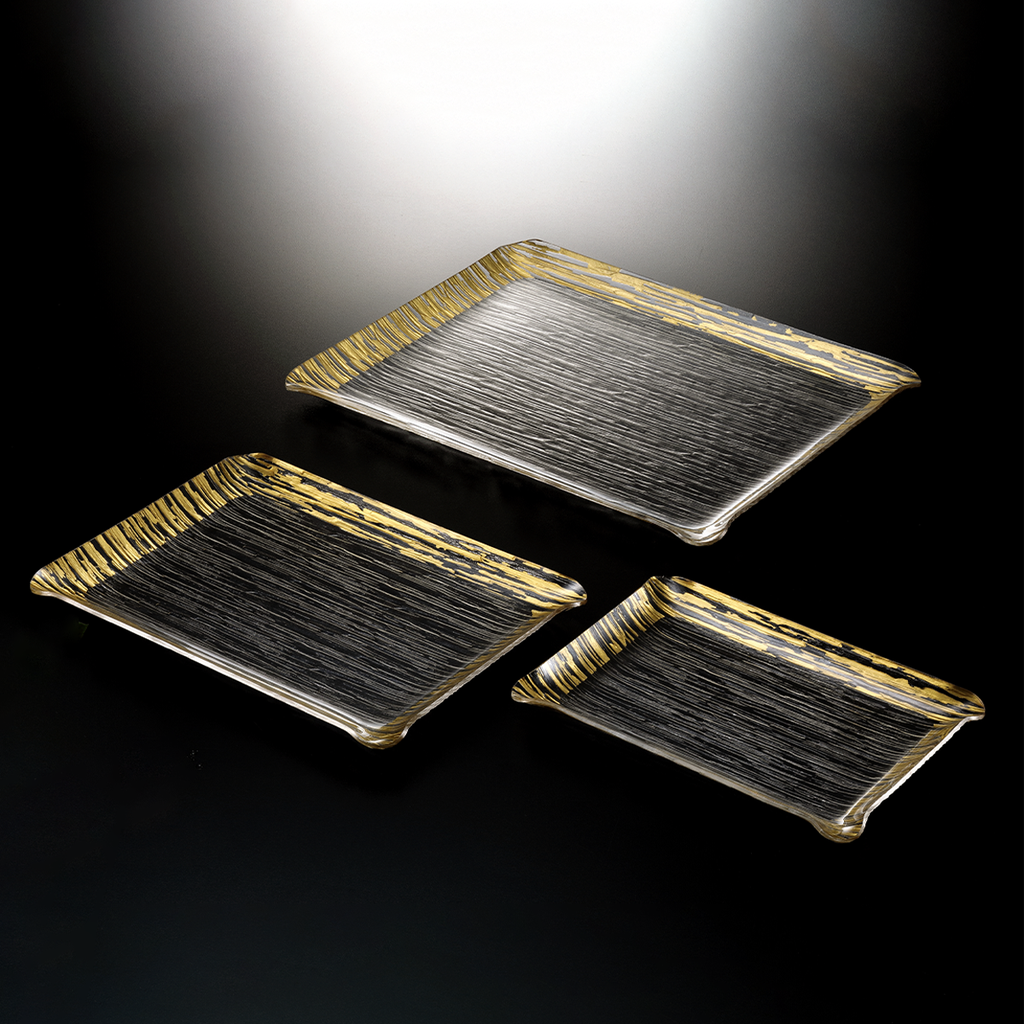 Vague Acrylic Rectangular Serving Tray 65 cm Golden