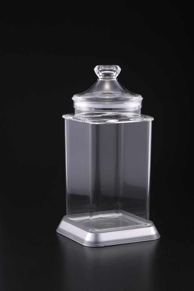 Vague Acrylic Jar Fat Belly Large Silver