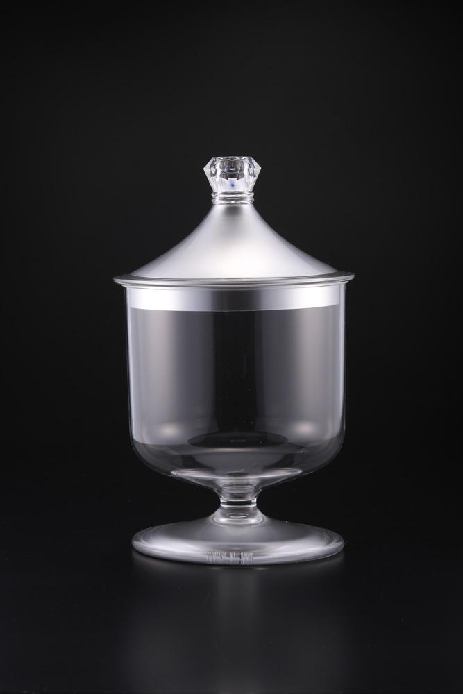 جرة حلوى أكريليك صغيرة فضية