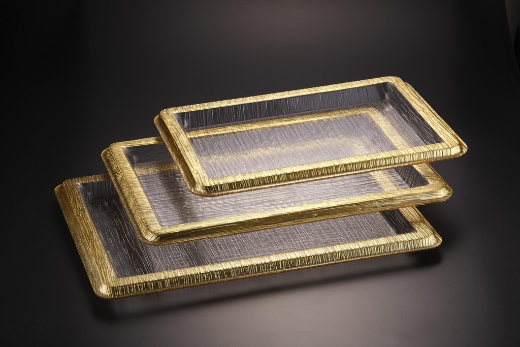 Vague Acrylic Bark Golden Tray 55 cm