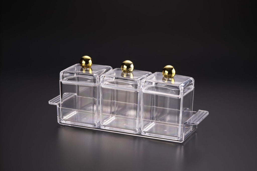 Vague Acrylic,Plastic Spice Jar 3 Pieces Set Taiwan