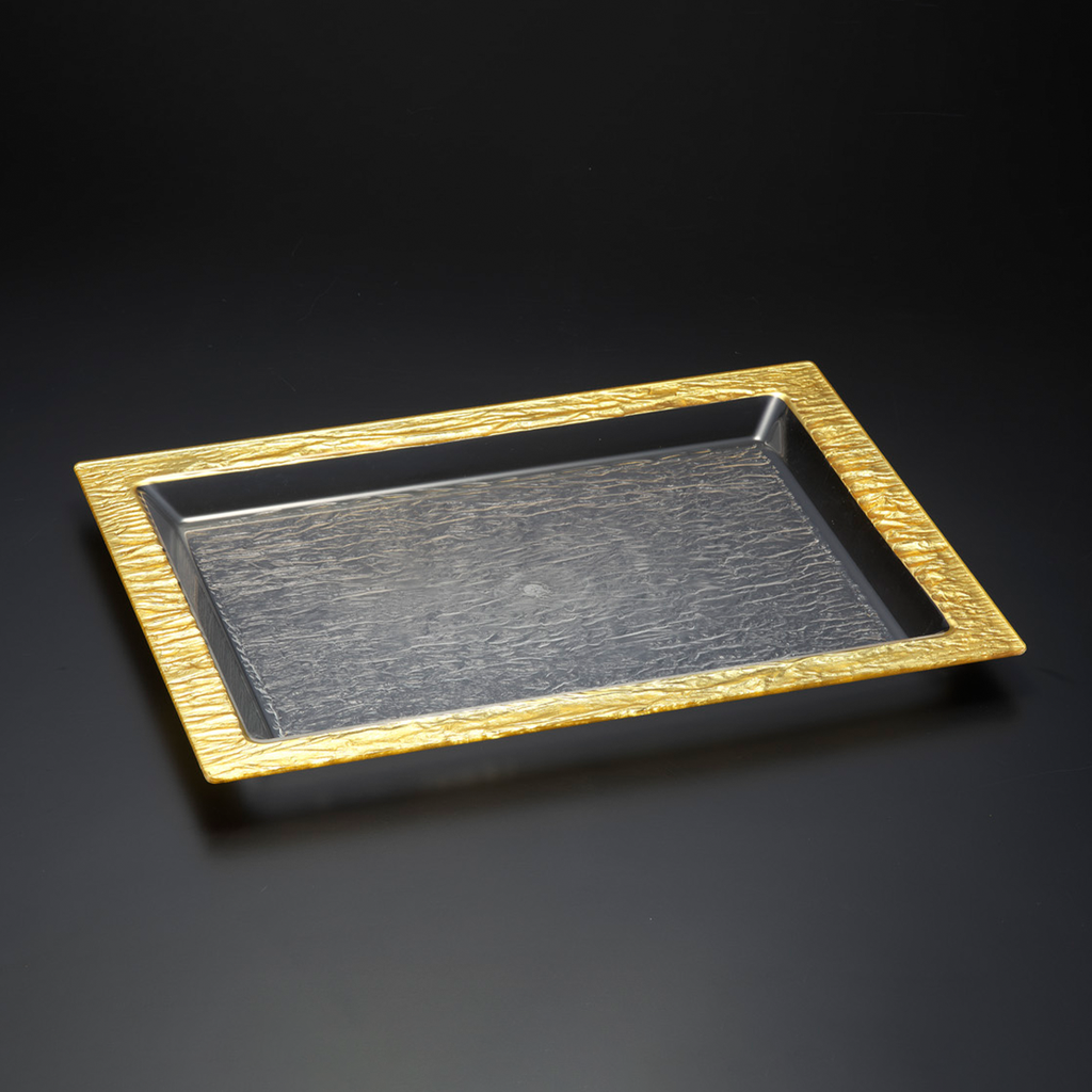 Vague Acrylic Serving Tray Bark Gold 46 cm