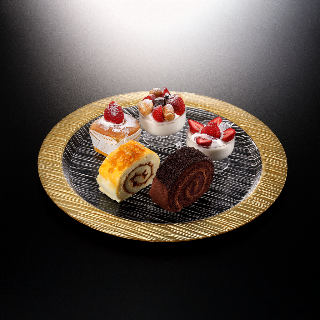 Vague Round Acrylic Serving Plate Bark Design 35 cm Taiwan