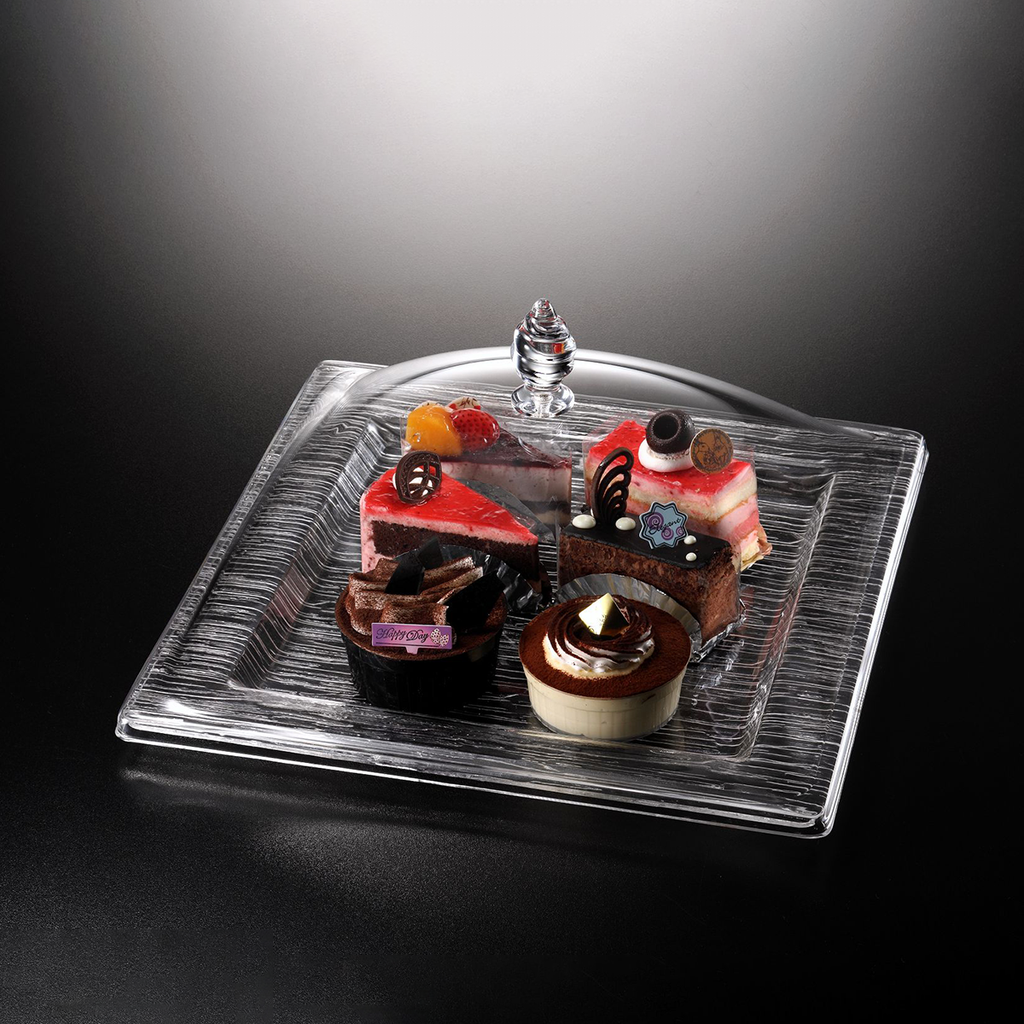 Vague Acrylic Square Serving Set Bark Clear 35 cm