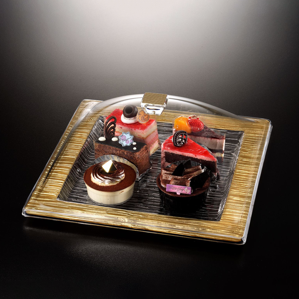 Vague Acrylic Square Serving Set Bark Golden 35 cm