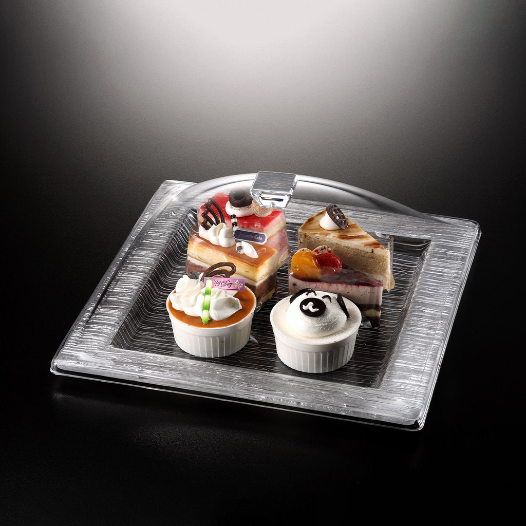Vague Acrylic Square Serving Set Bark Silver 35 cm