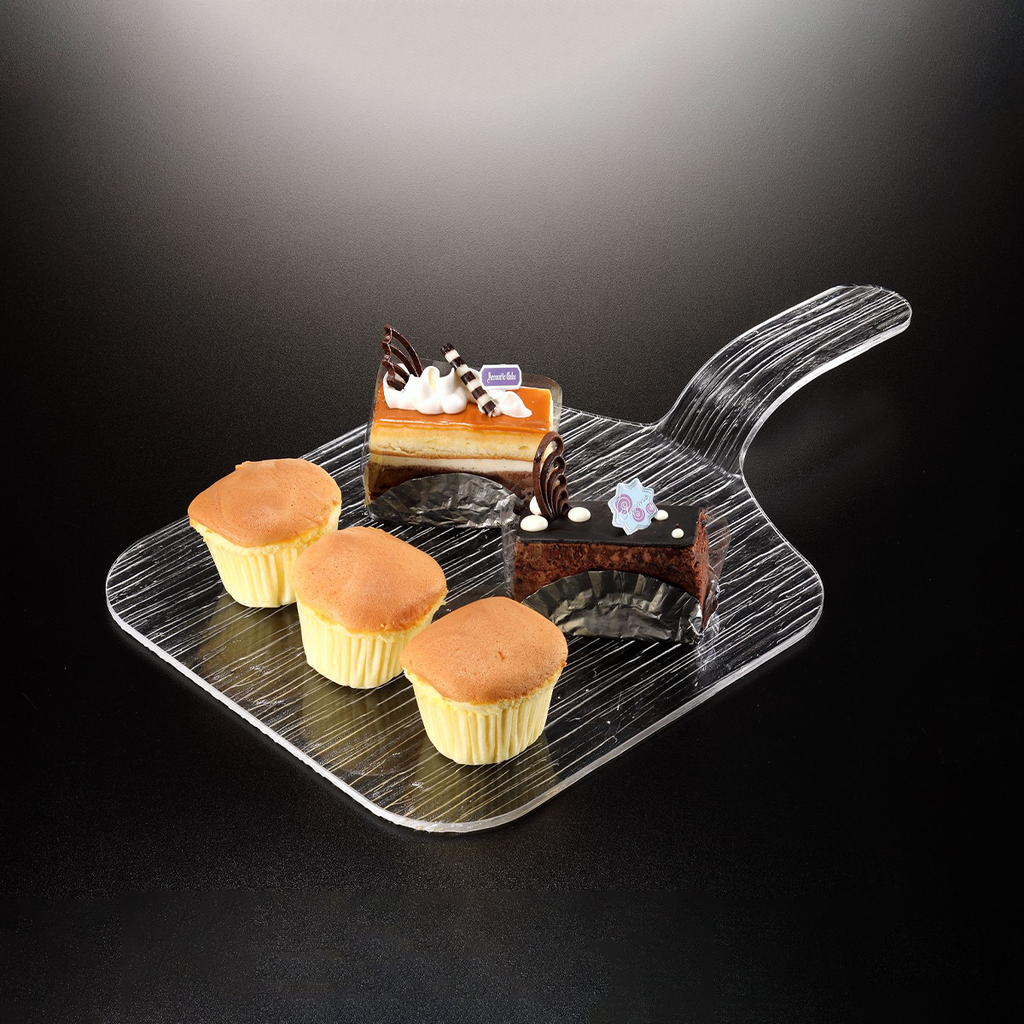 Vague Acrylic Show Plate with Handle Bark Design Taiwan