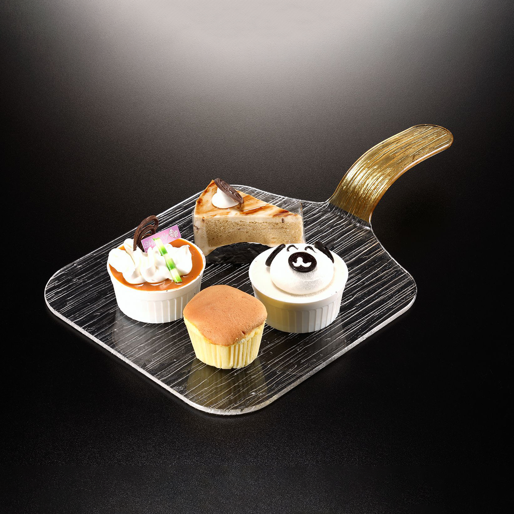 Vague Acrylic Show Plate with Handle Bark Design ,Taiwan