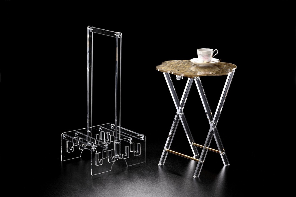 طقم طاولات أكريليك ة من أربع قطع بتصميم لحاء الشجر