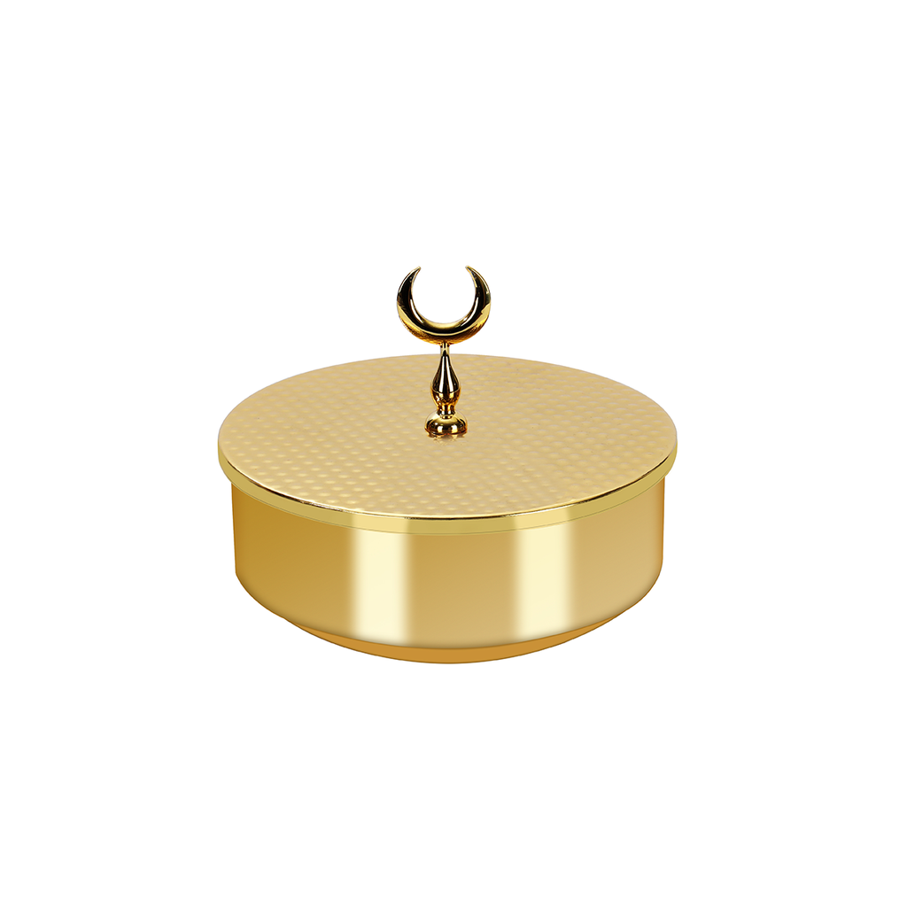Vague Golden Round Steel Candy Box 18 cm
