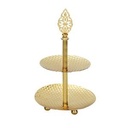 Vague Stainless Steel Golden Metal 2 Tier Candy Tray withHandle 15 cm