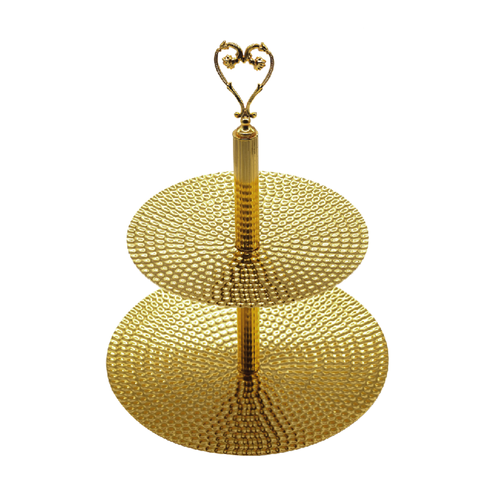 Vague Golden Metal 2 Tier Candy Tray with Handle 24 cm