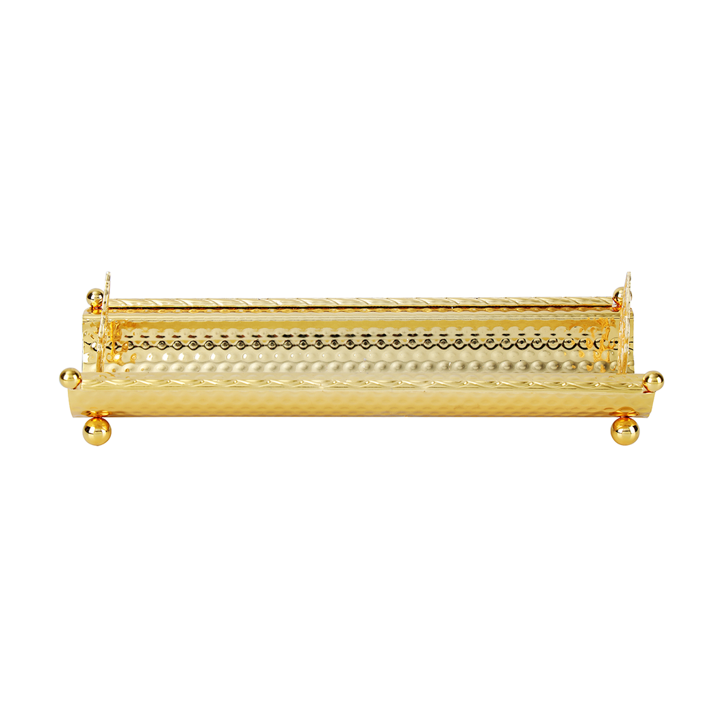 Vague Golden Metal Candy Plate with Knob 28.2 cm