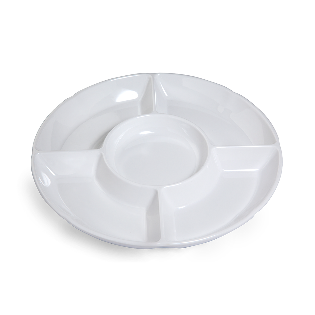 Vague Melamine Mezze Round 5 Compartment Plate 25 cm